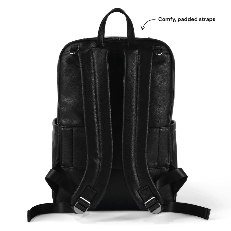 Multitasker Nappy Backpack - Black Faux Leather