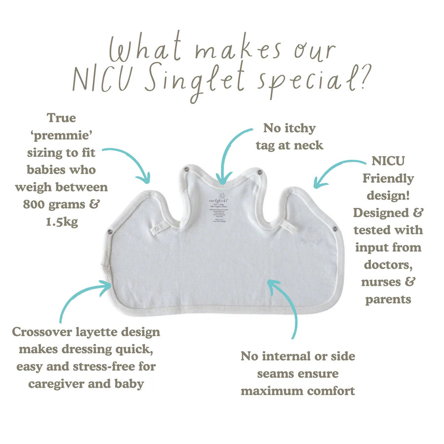 Early Birds Premmie Organics NICU Singlet