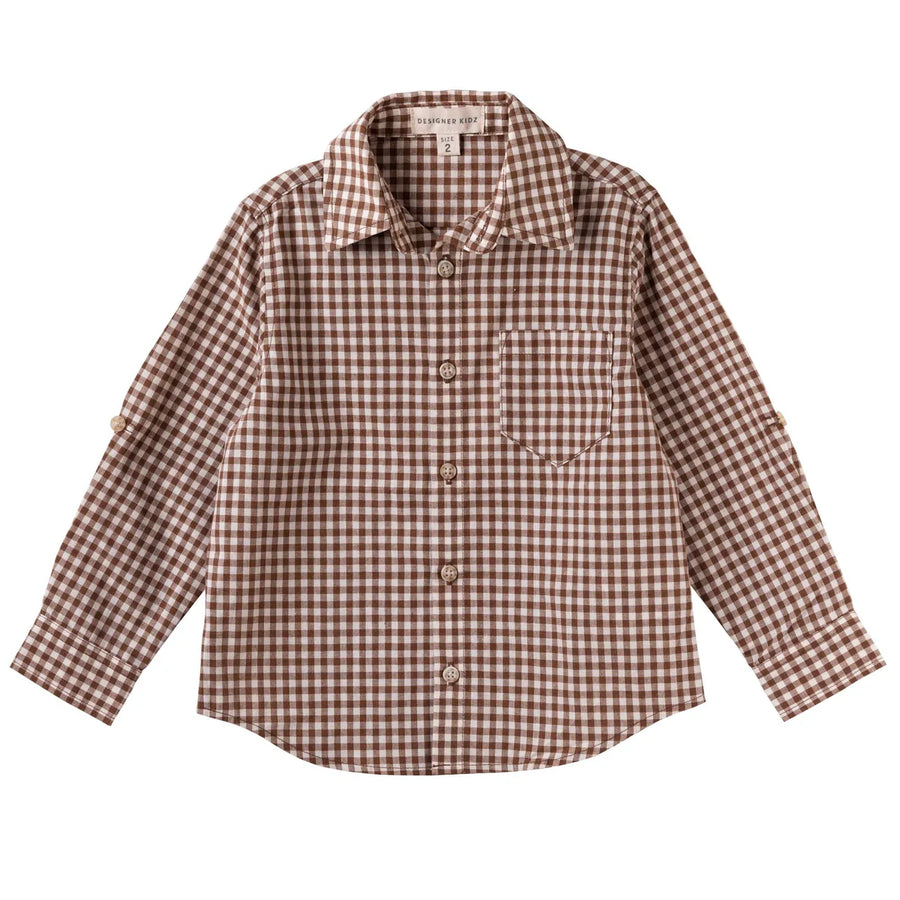 Designer Kidz Oliver L/S Choc Gingham