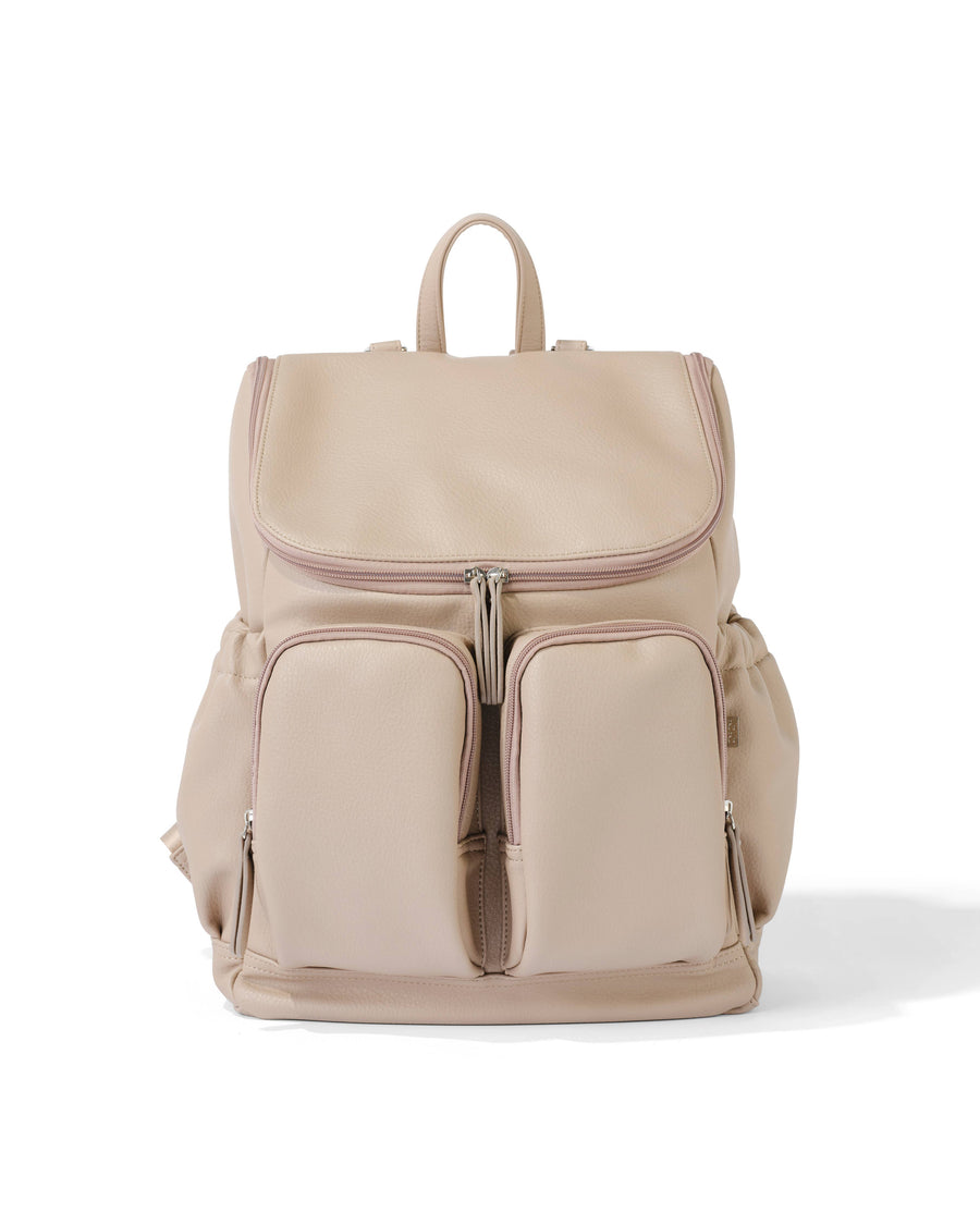 Signature Nappy Backpack - Oat Dimple Faux Leather