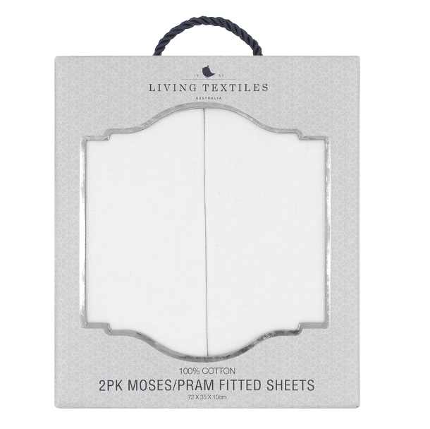 Living Textiles - 2PK Moses/Pram Bassinet Fitted Sheets