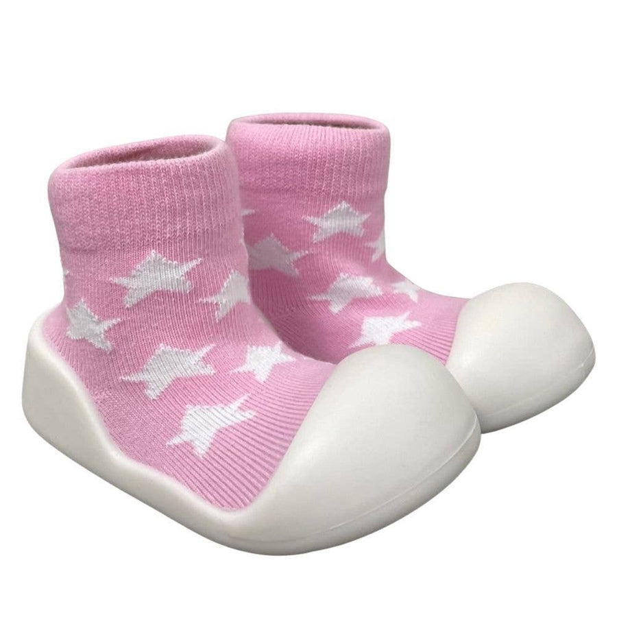 Rubber Soled Socks - Star Pink