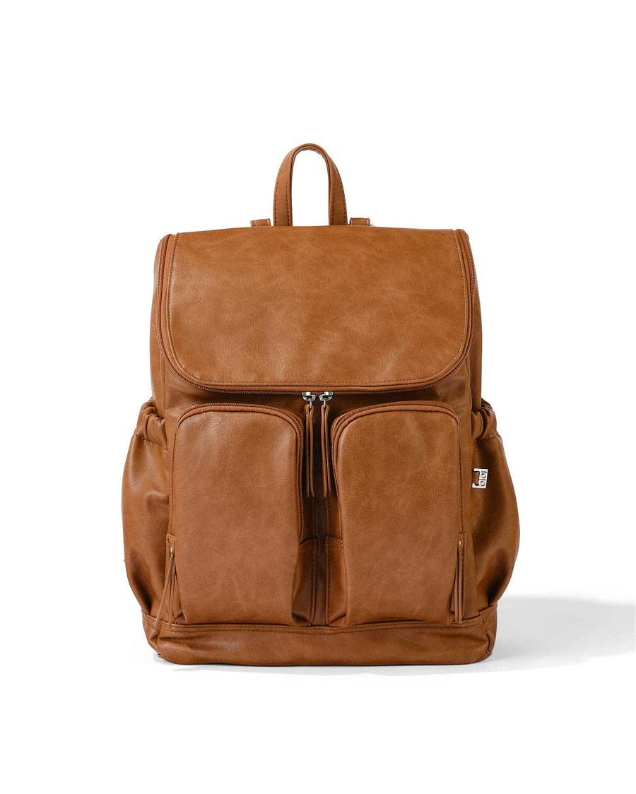 Signature Nappy Backpack - Tan Faux Leather