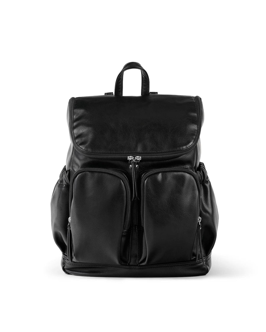 Signature Nappy Backpack - Black Faux Leather