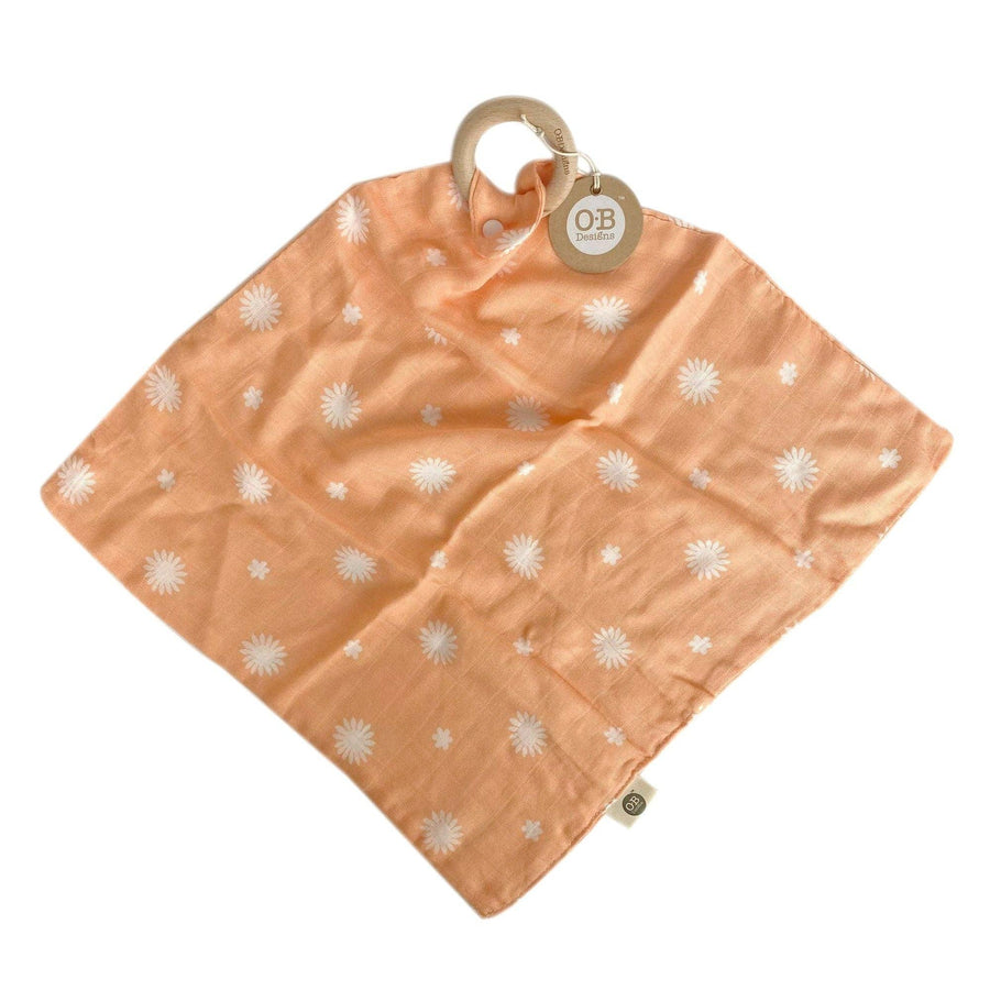 CLEARANCE Muslin Security Blanket | Peach Daisy Print