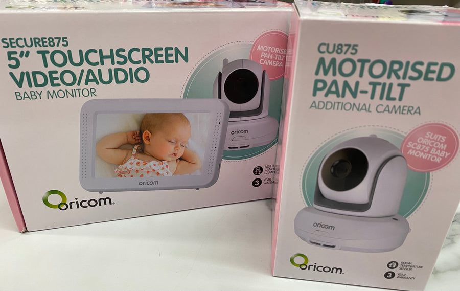 Oricom secure 875 5” touchscreen video/Audio baby monitor plus CU875 2nd camera