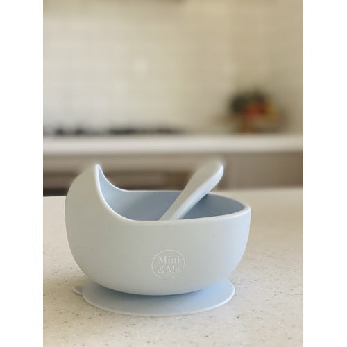 Mini and me silicone suction bowl and spoon